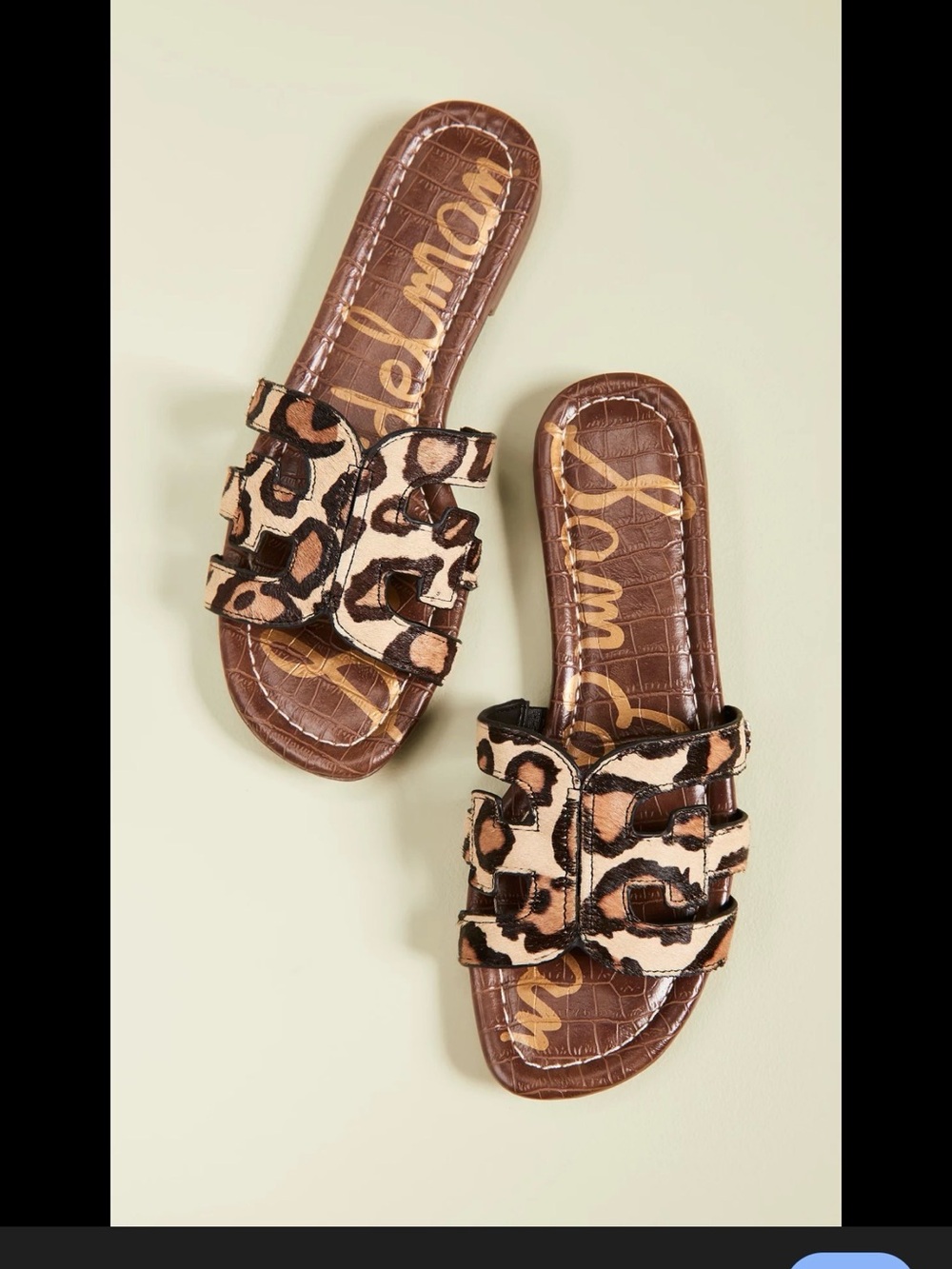 Sam Edelman Leopard Print Slide Sandals in Brown and Tan